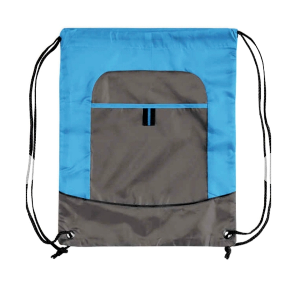NWOT UNISEX PORT AUTHORITY POCKET DRAWSTRING BAG BLUE/DEEP SMOKE